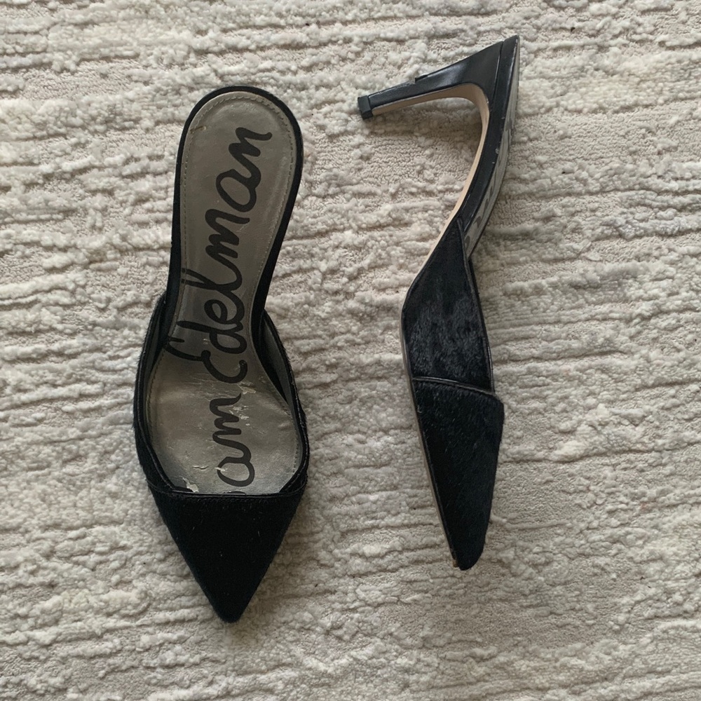 Sam Edelman Black Pony Fur Mules